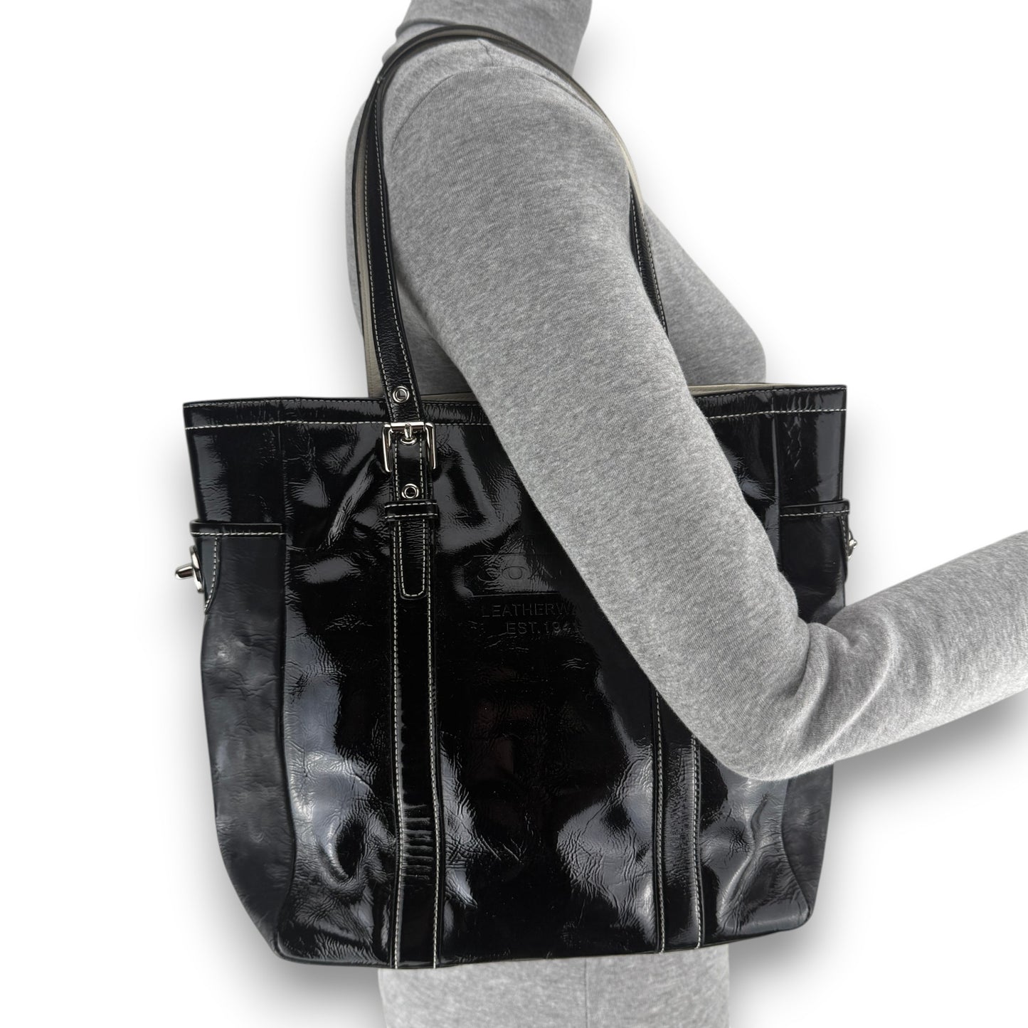 COACH GLAZED LEATHER GALLERY TOTE BAG