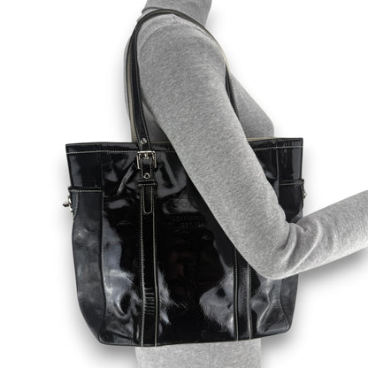 COACH GLAZED LEATHER GALLERY TOTE BAG