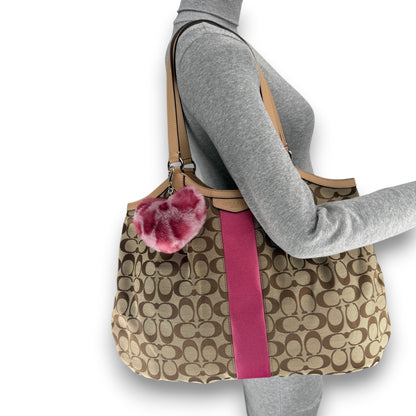 COACH SIGNATURE PINK DEVIN STRIPE BAG