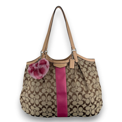 COACH SIGNATURE PINK DEVIN STRIPE BAG