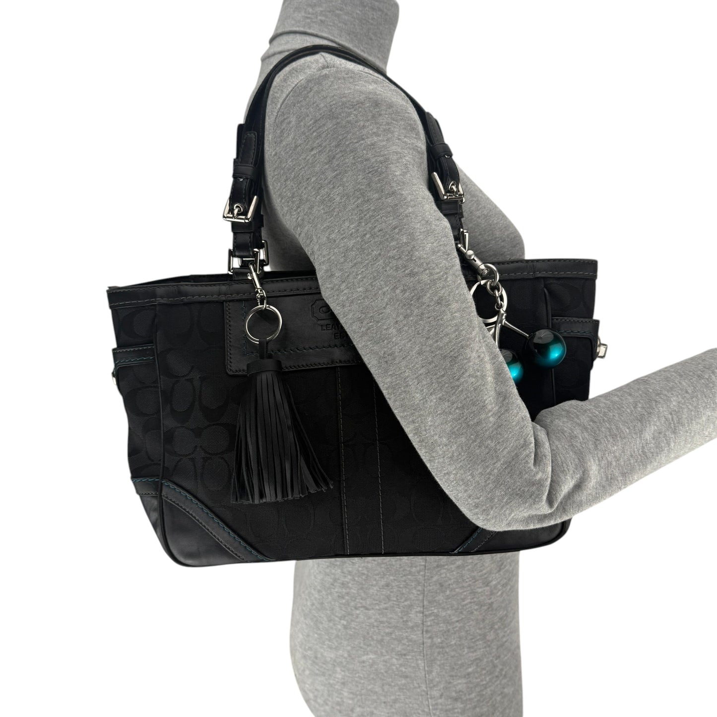 COACH SIGNATURE BLACK GALLERY TOTE BAG
