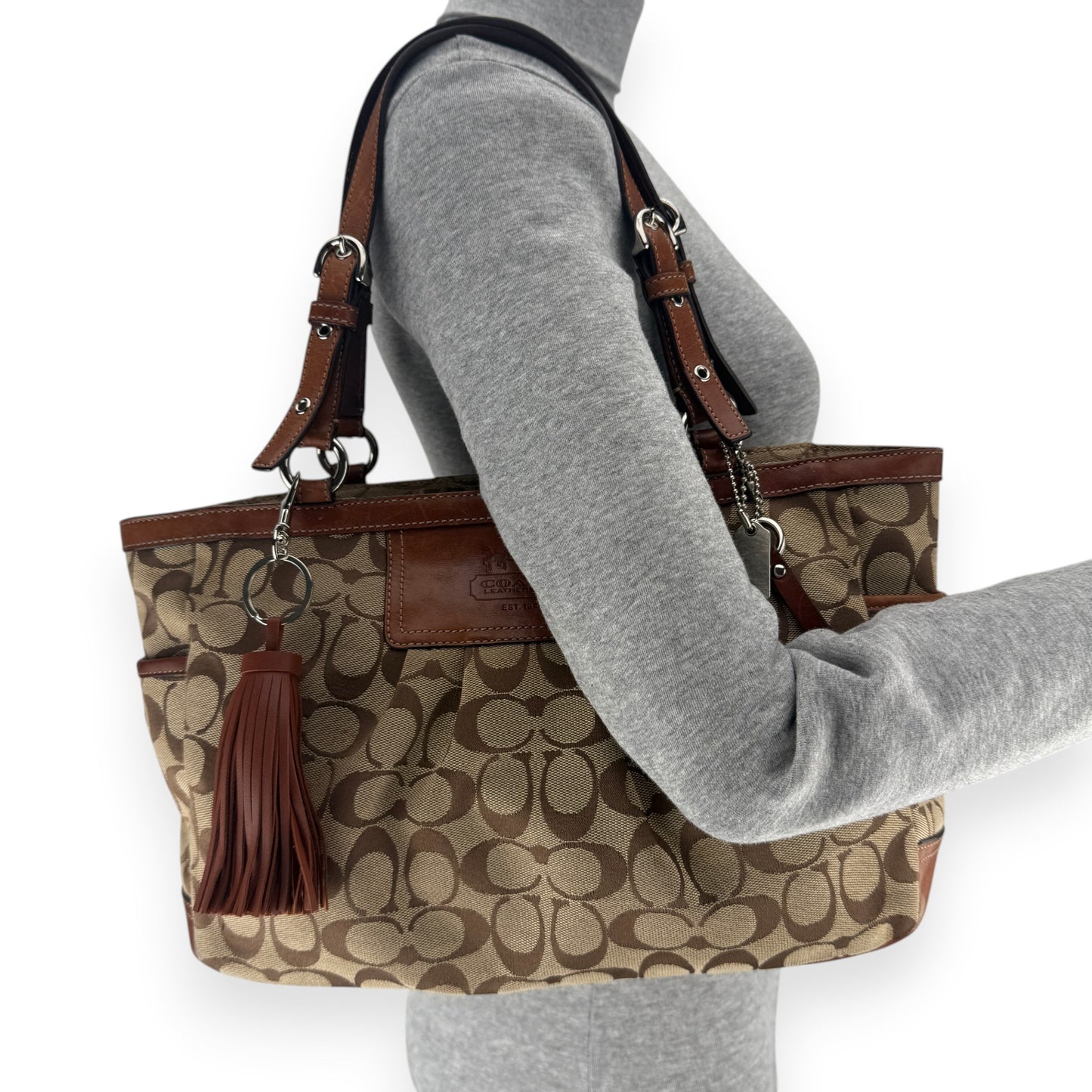 COACH SIGNATURE PLEATED GALLERY TOTE BAG