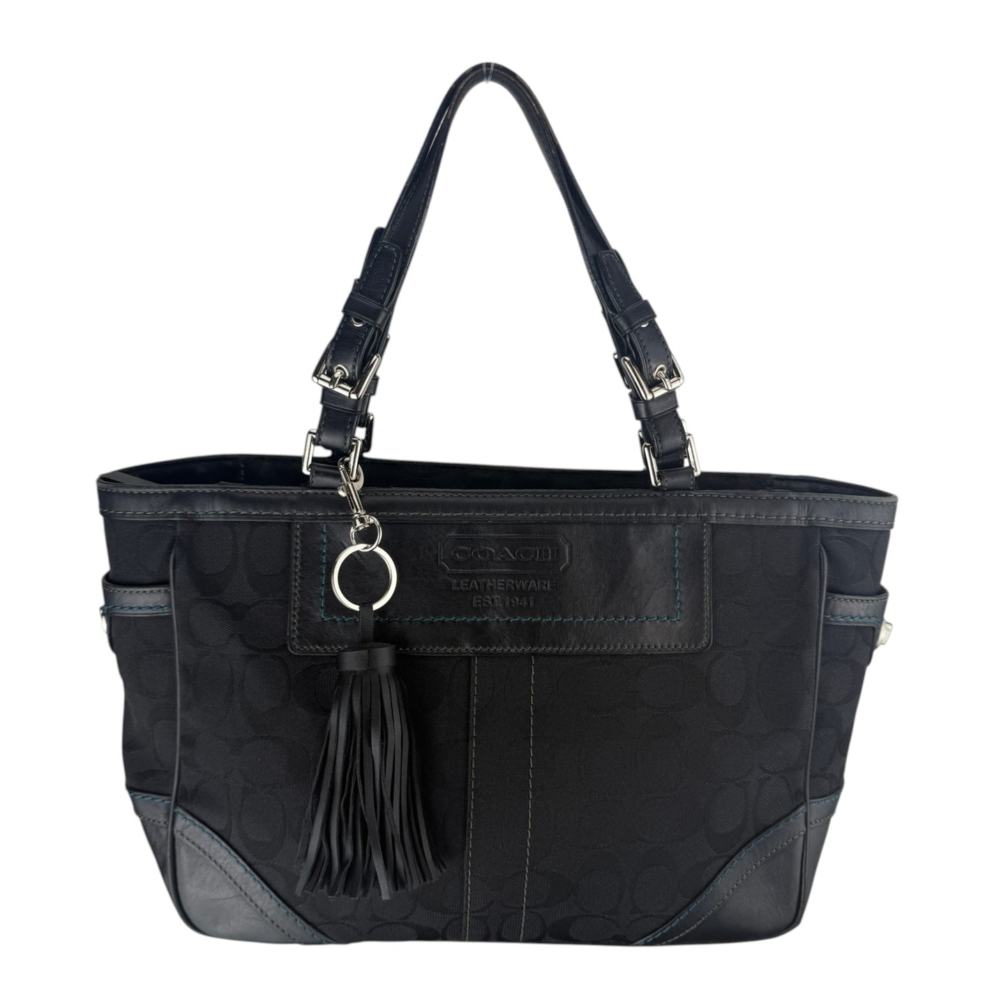 COACH SIGNATURE BLACK GALLERY TOTE BAG