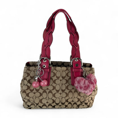 COACH SIGNATURE SUFFLETTE BRAIDED SHOULDER BAG