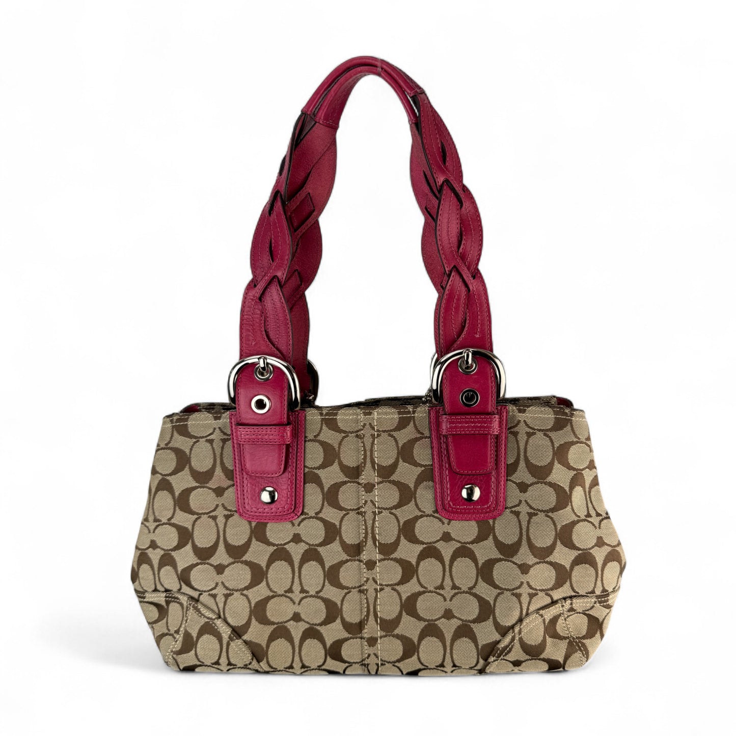 COACH SIGNATURE SUFFLETTE BRAIDED SHOULDER BAG