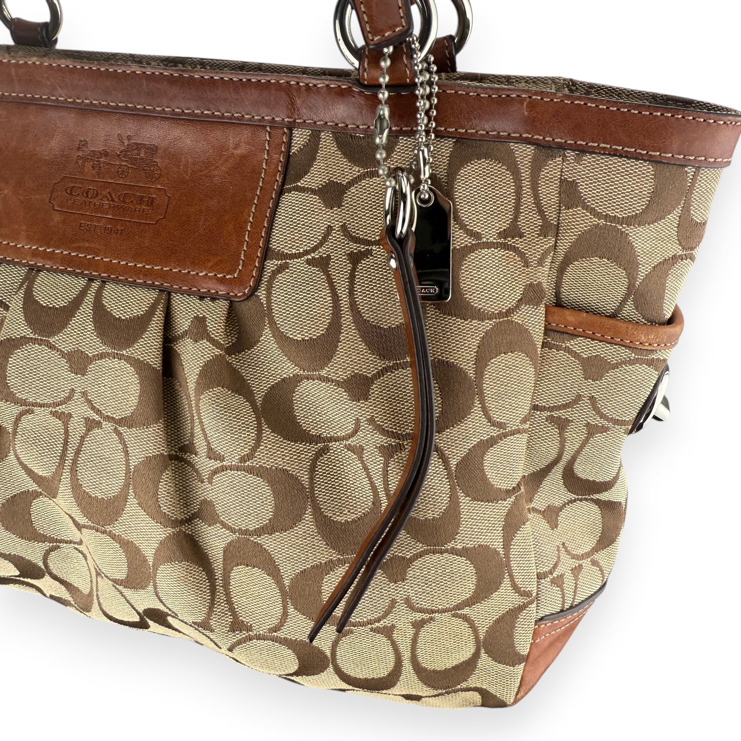COACH SIGNATURE PLEATED GALLERY TOTE BAG