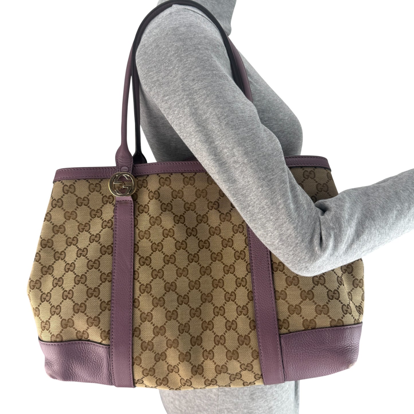 GUCCI MISS GG MONOGRAM PURPLE TOTE BAG