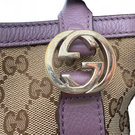 GUCCI MISS GG MONOGRAM PURPLE TOTE BAG