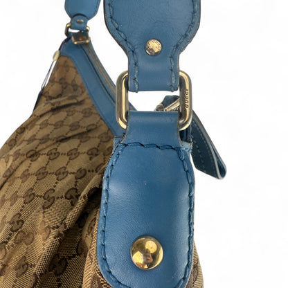 GUCCI GG SUKEY MEDIUM SHOULDER BAG BLUE TRIM