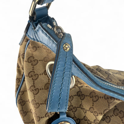 GUCCI GG SUKEY MEDIUM SHOULDER BAG BLUE TRIM