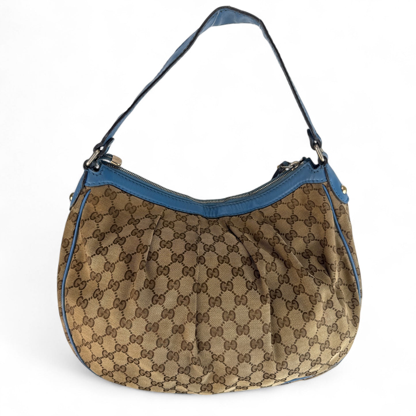 GUCCI GG SUKEY MEDIUM SHOULDER BAG BLUE TRIM