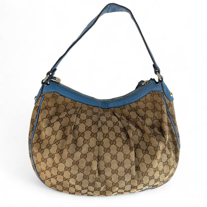 GUCCI GG SUKEY MEDIUM SHOULDER BAG BLUE TRIM