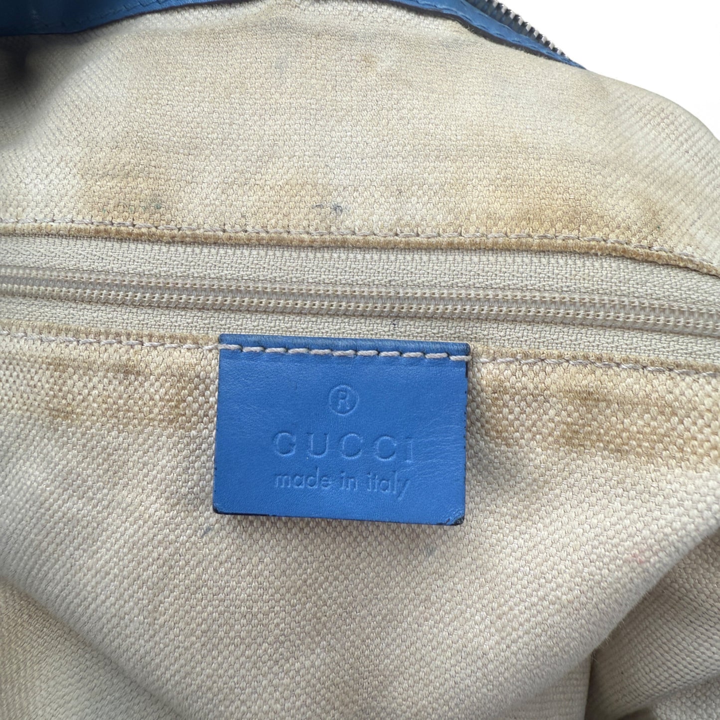 GUCCI GG SUKEY MEDIUM SHOULDER BAG BLUE TRIM