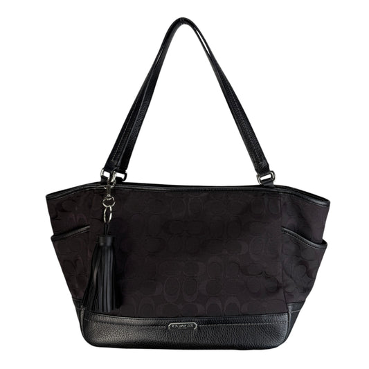 COACH SIGNATURE BLACK SHOPPER BAG