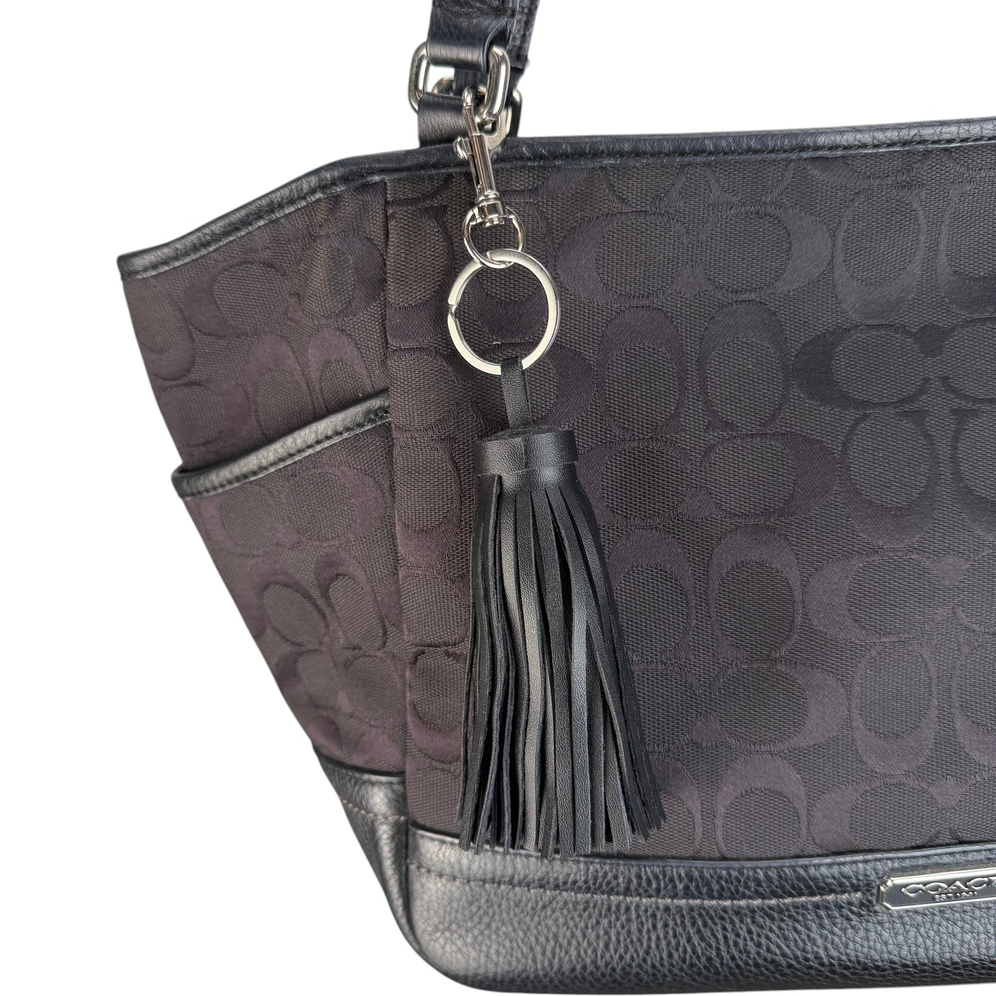 COACH SIGNATURE BLACK SHOPPER BAG
