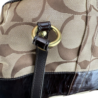 COACH SIGNATURE SATCHEL DARK BROWN STRIPE BAG