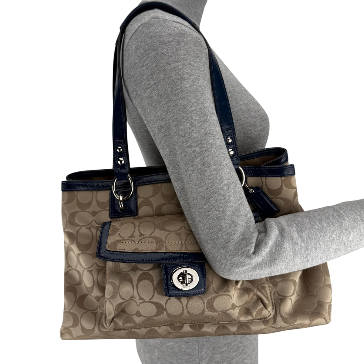 COACH SIGNATURE PENELOPE TURNLOCK TOTE BAG