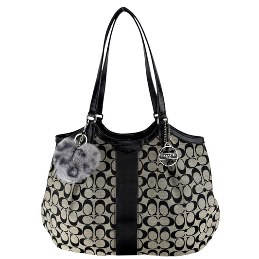 COACH SIGNATURE DEVIN GREY TOTE BAG