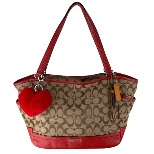 COACH SIGNATURE  SHOPPER BAG RED