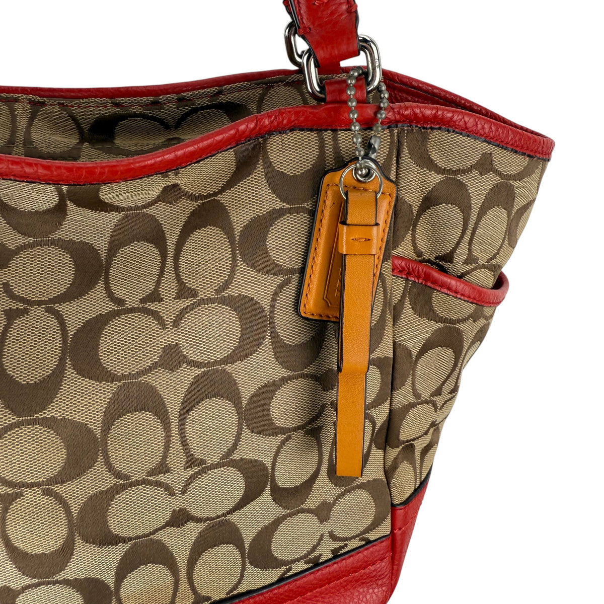 COACH SIGNATURE  SHOPPER BAG RED