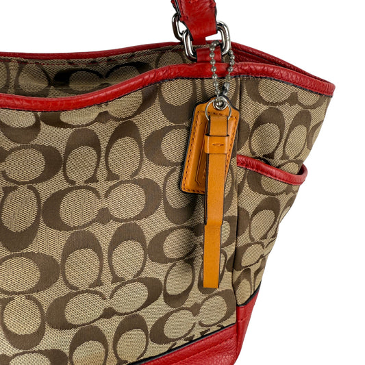 COACH SIGNATURE  SHOPPER BAG RED
