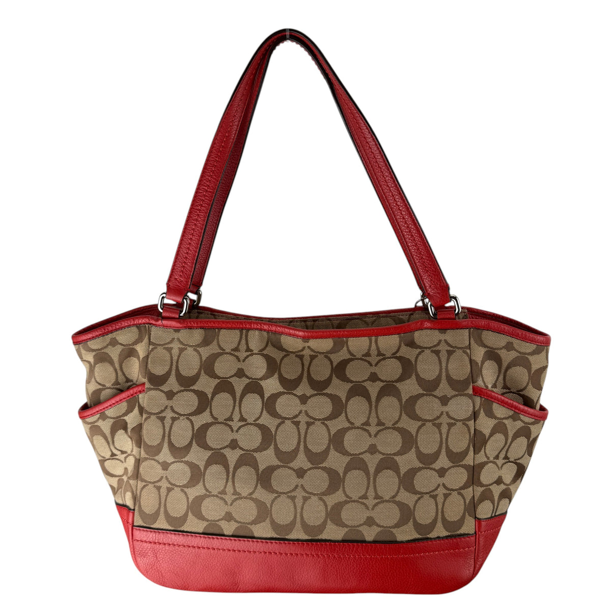 COACH SIGNATURE  SHOPPER BAG RED