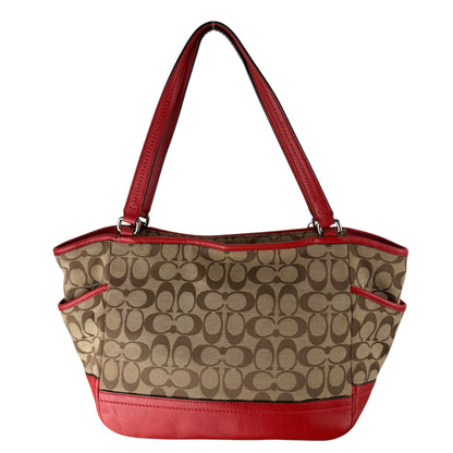 COACH SIGNATURE  SHOPPER BAG RED