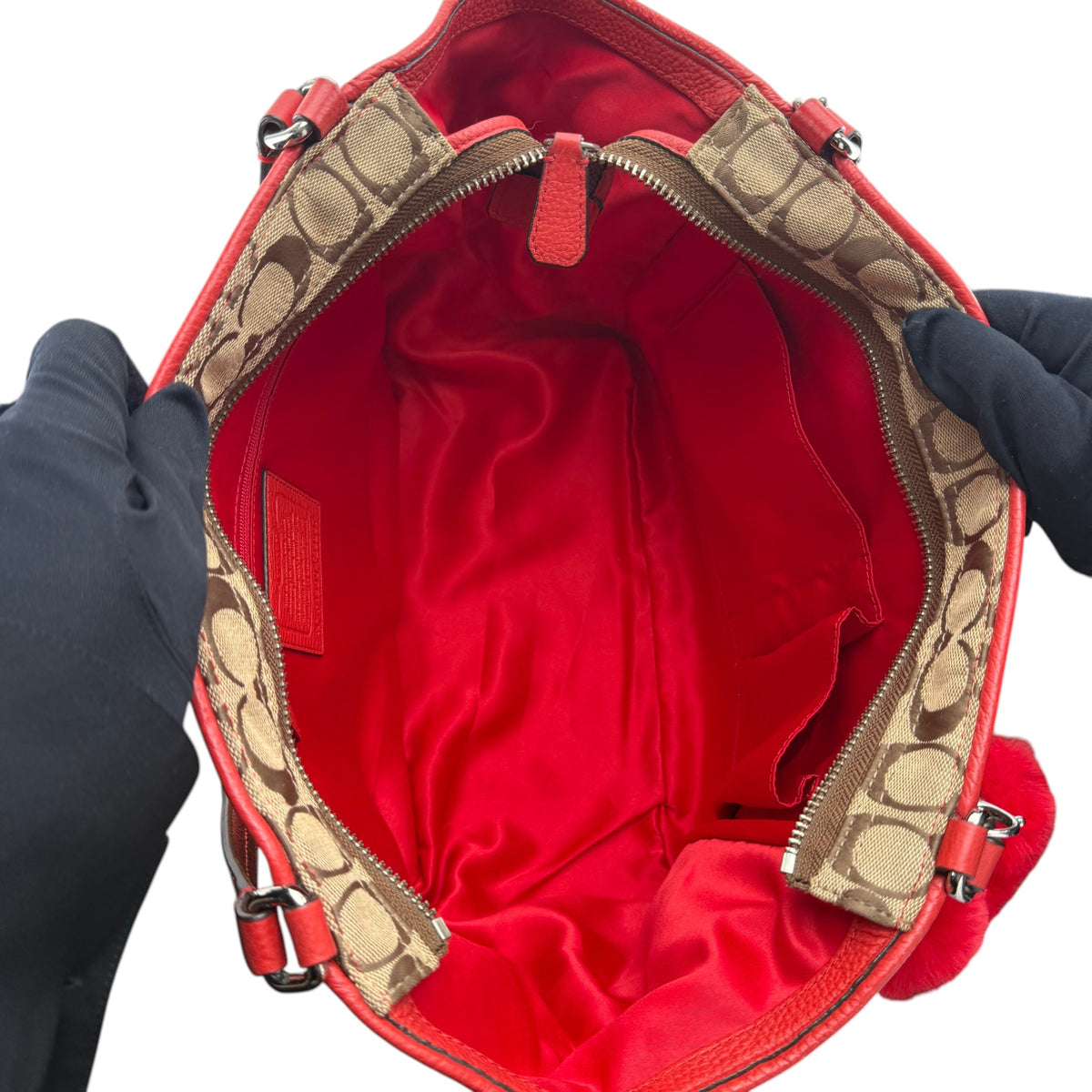 COACH SIGNATURE  SHOPPER BAG RED