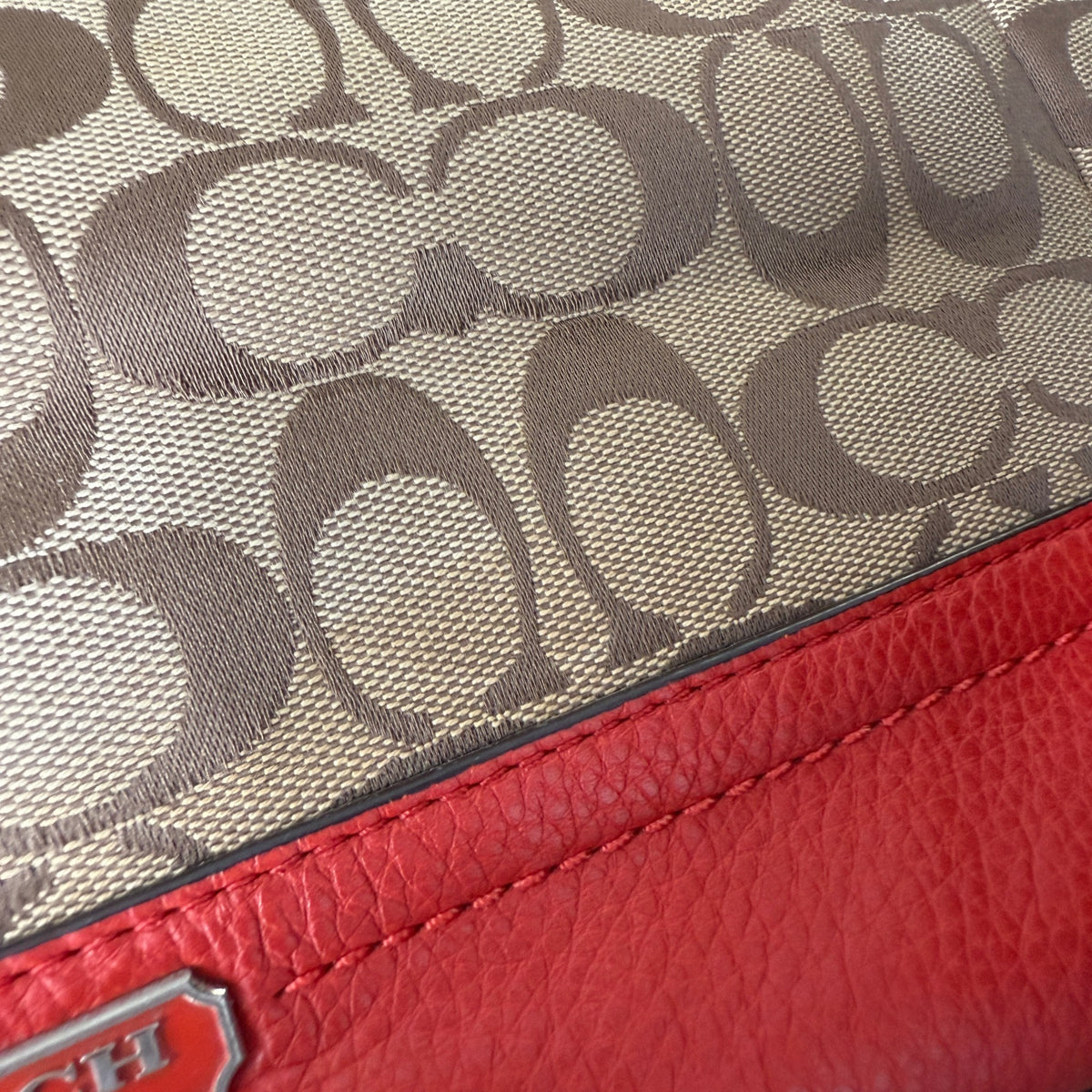 COACH SIGNATURE  SHOPPER BAG RED