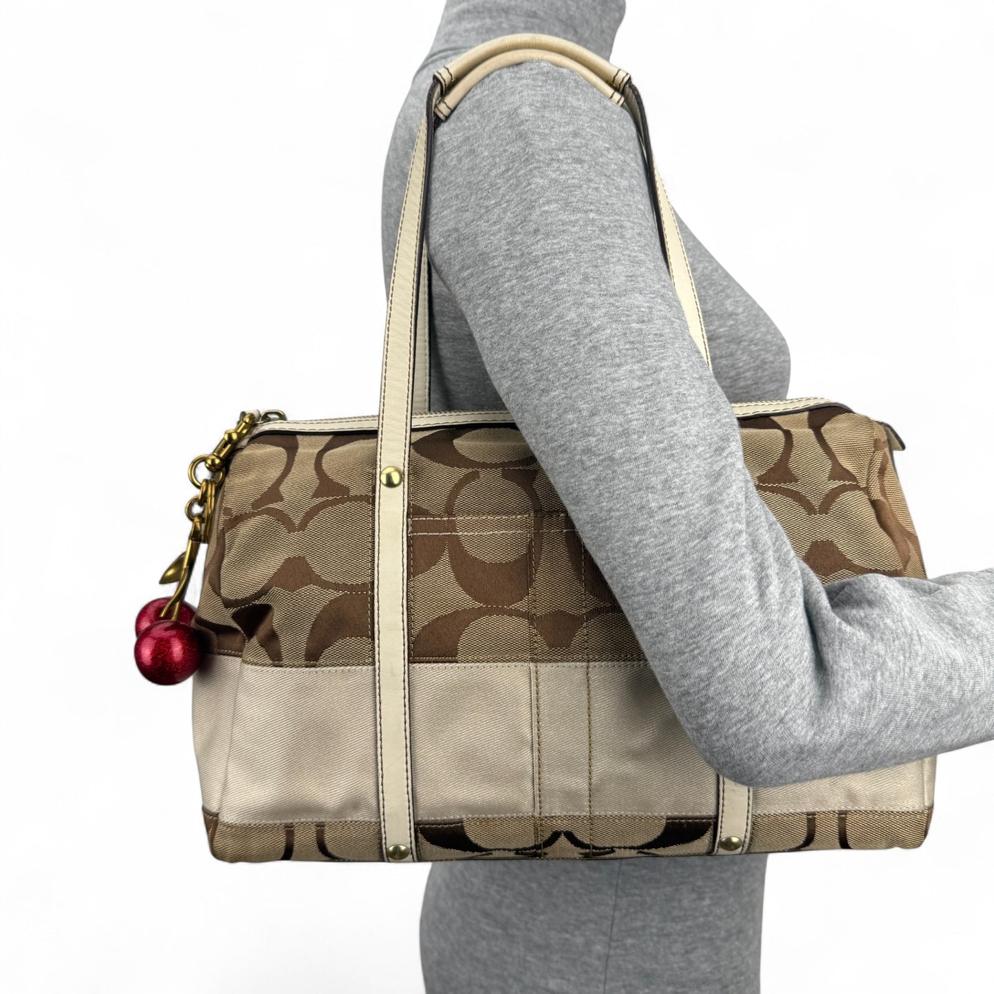 COACH SIGNATURE BEIGE SATCHEL BAG