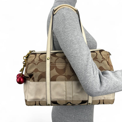 COACH SIGNATURE BEIGE SATCHEL BAG