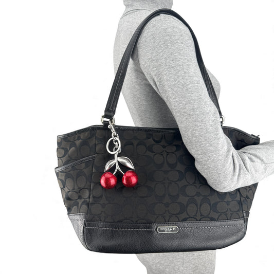 COACH SIGNATURE BLACK CANVAS SHOPPER