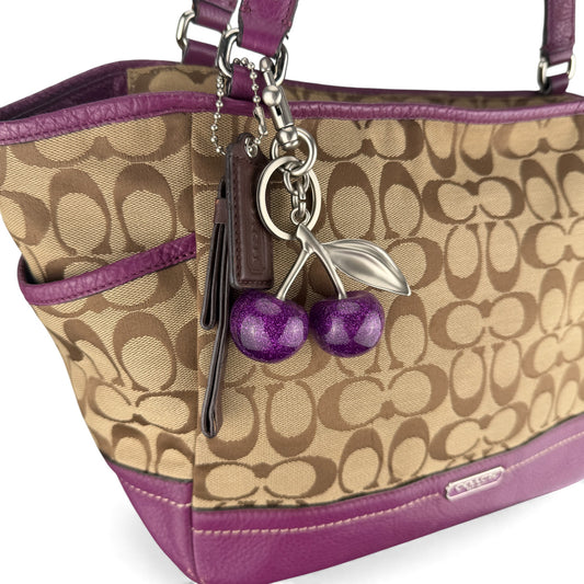 COACH SIGNATURE CANVAS SHOPPER BAG PURPLE