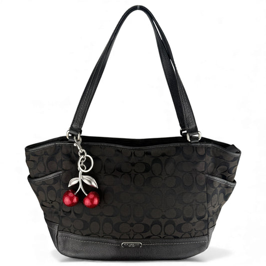 COACH SIGNATURE BLACK CANVAS SHOPPER