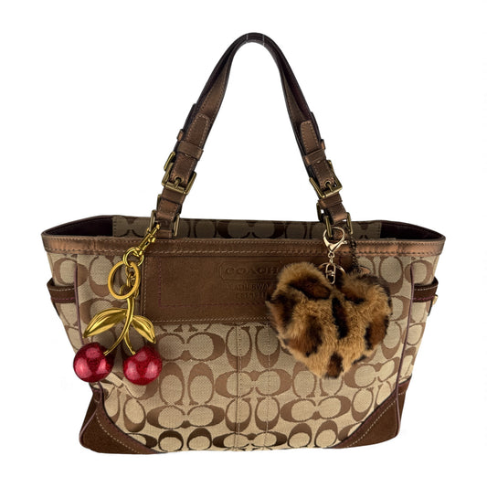 COACH SIGNATURE BROWN SUEDE BAG