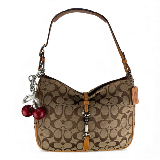 COACH SIGNATURE CLIP CANVAS SHOULDER BAG