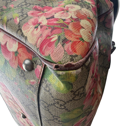 GUCCI GG SUPREME FLORAL BOSTON BAG