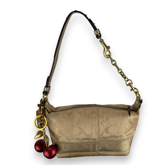 COACH SIGNATURE STRIPE MINI HOBO BAG GOLD