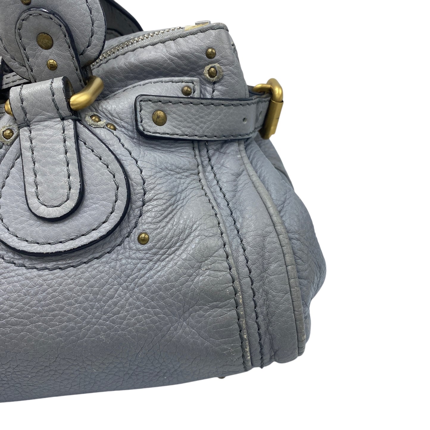 CHLOE PADDINGTON LEATHER BAG LIGHT GREY