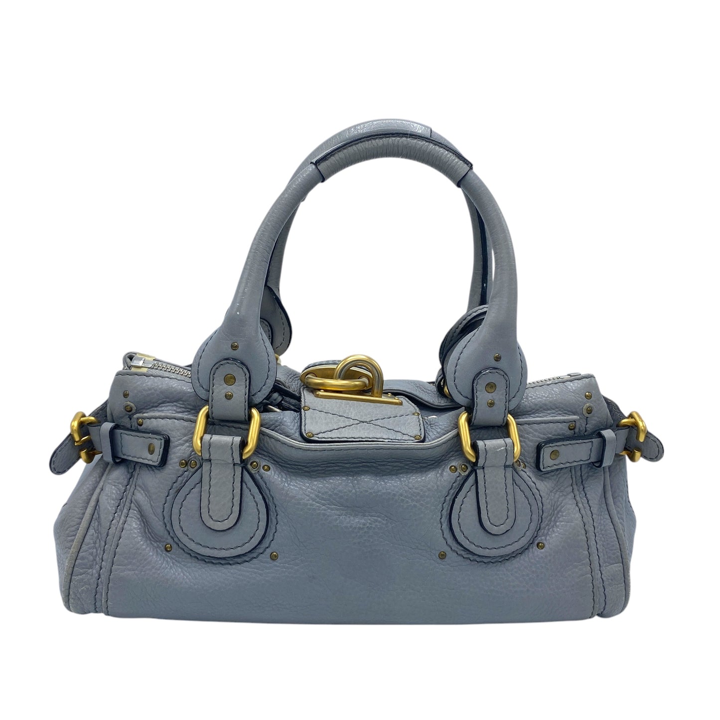 CHLOE PADDINGTON LEATHER BAG LIGHT GREY