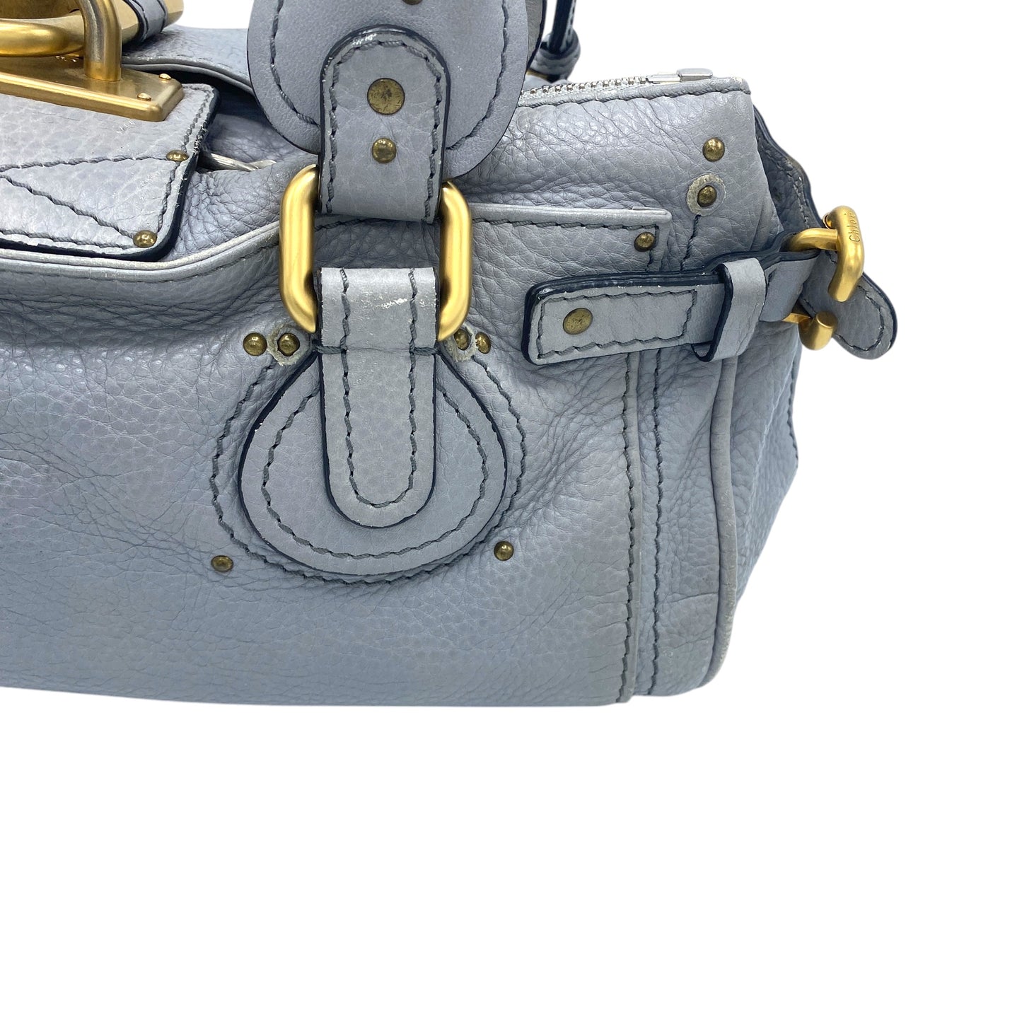 CHLOE PADDINGTON LEATHER BAG LIGHT GREY