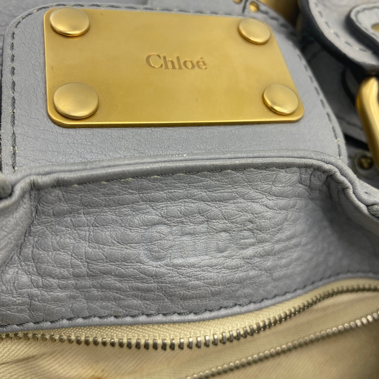 CHLOE PADDINGTON LEATHER BAG LIGHT GREY