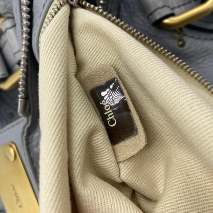 CHLOE PADDINGTON LEATHER BAG LIGHT GREY