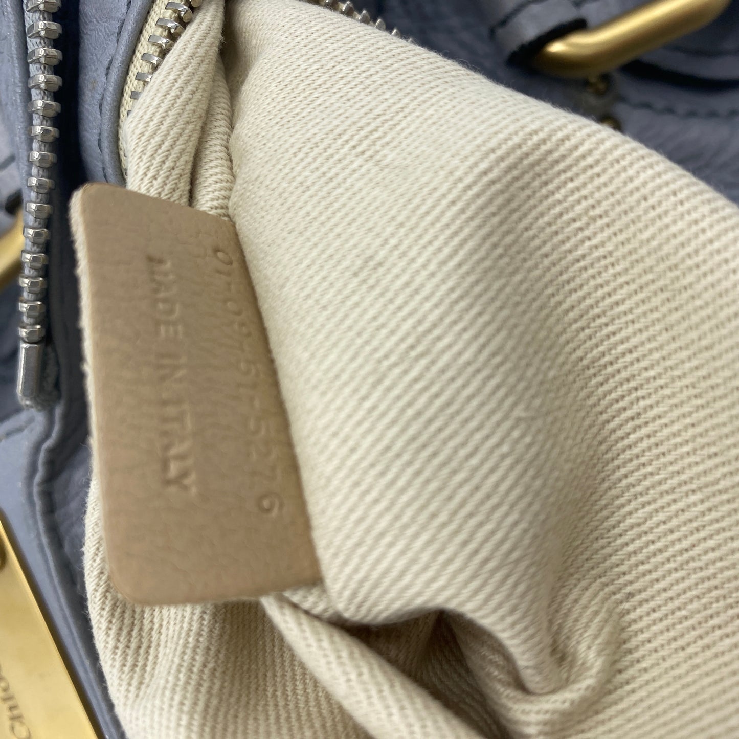 CHLOE PADDINGTON LEATHER BAG LIGHT GREY