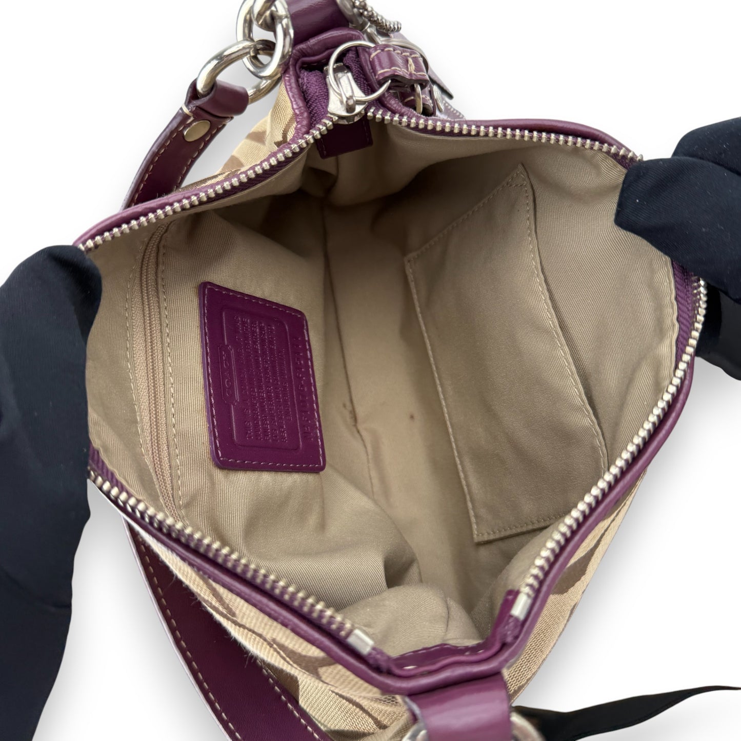 COACH SIGNATURE JACQUARD PURPLE STRIPE BAG