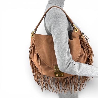 MIU MIU FRINGED HOBO BAG NAPPA AVIATOR