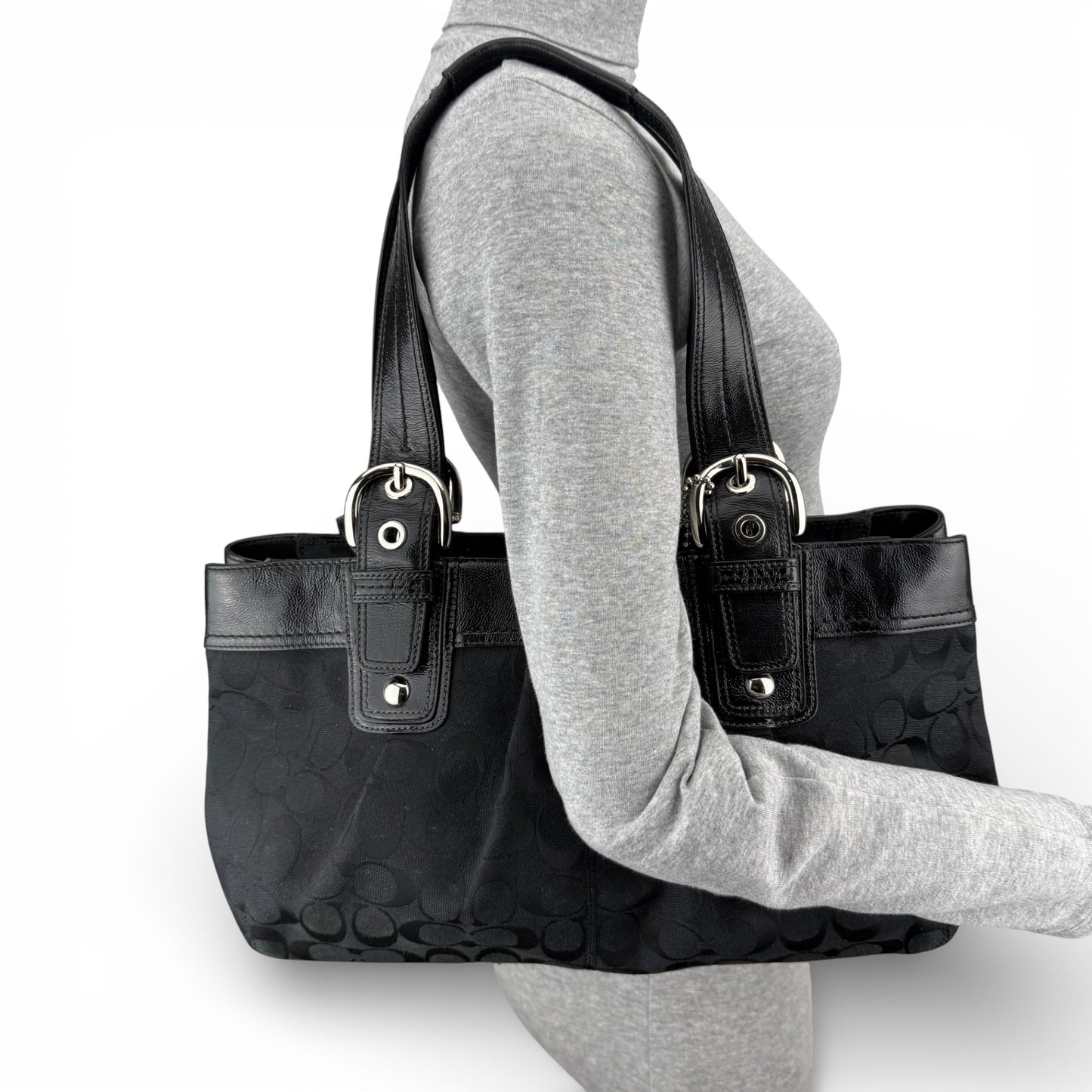 COACH SOHO BLACK PLEATED SHOULDER BAG