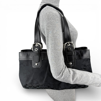 COACH SOHO BLACK PLEATED SHOULDER BAG