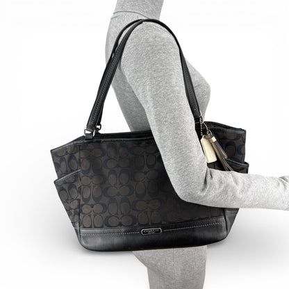 COACH SIGNATURE BLACK SHOPPER BAG