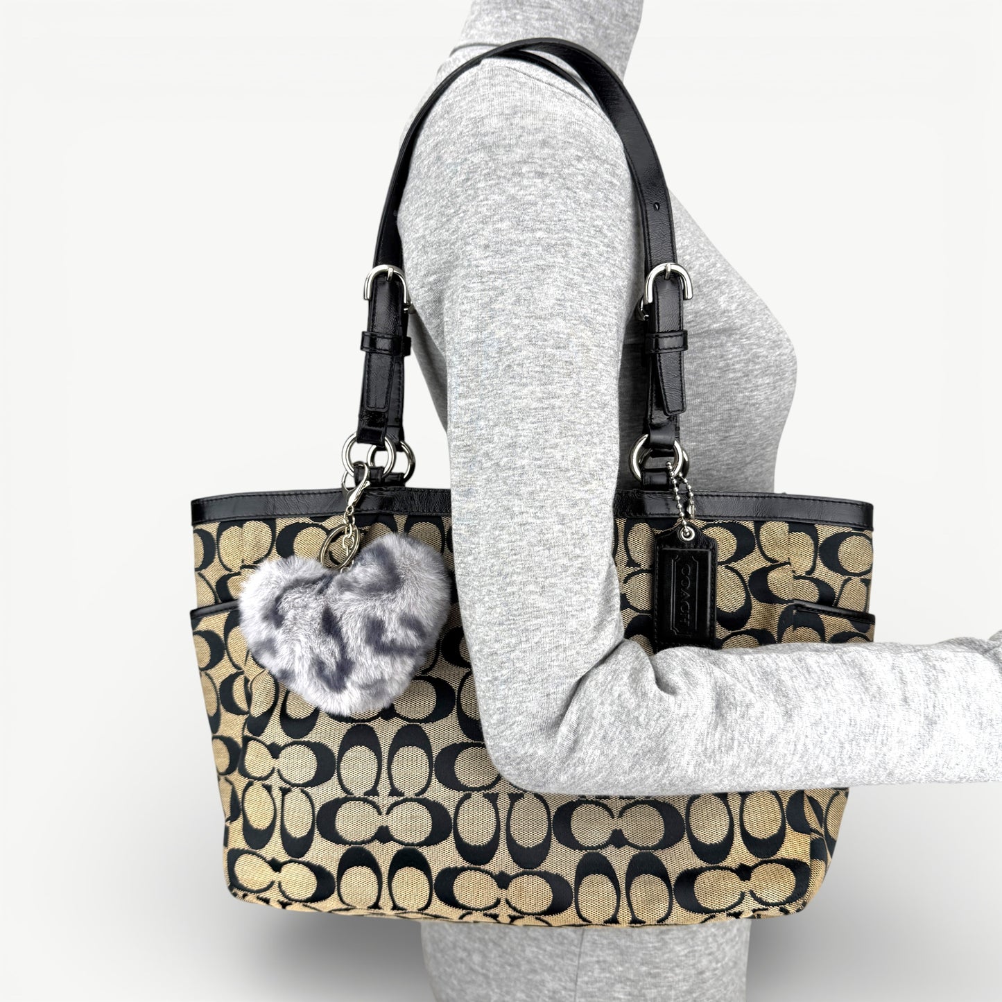 COACH SIGNATURE GALLERY GREY TOTE BAG